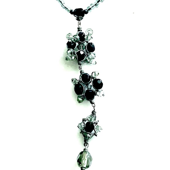 Vintage Style Sterling Silver Beaded Drop Necklace - Picture 3 of 6